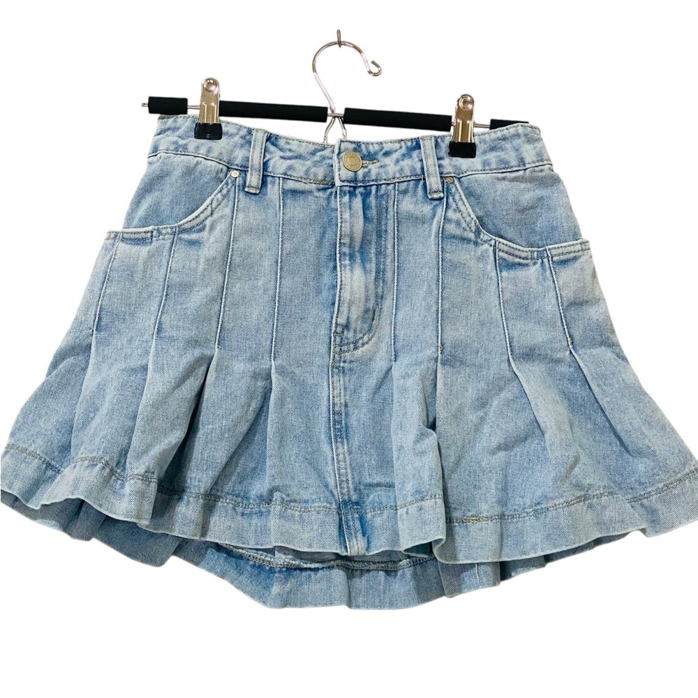 Refuge Denim Woman’s Light Blue Skirt Jean Skirt Altered 24” Waist